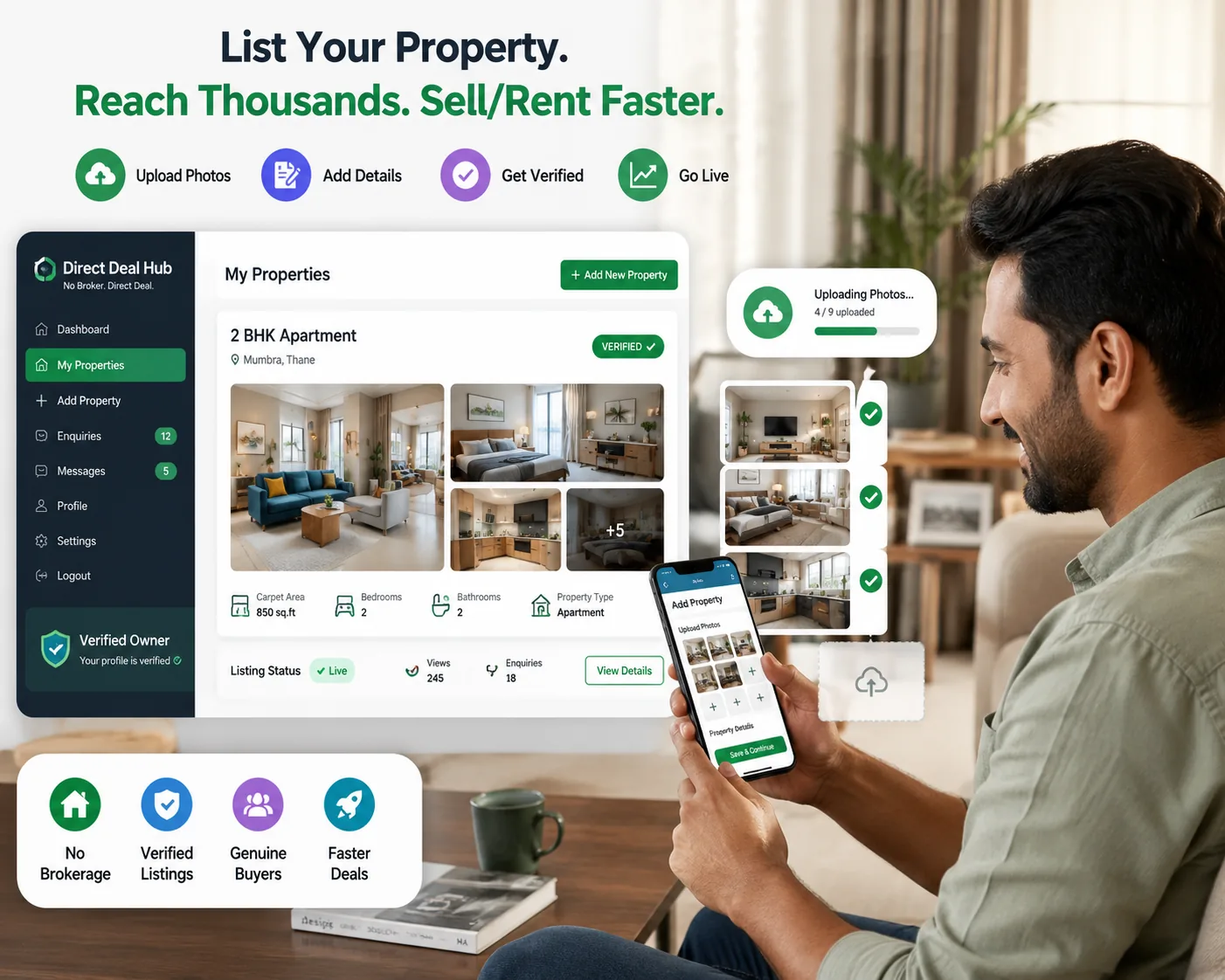 Property owner listing property free during Direct Deal Hub launch